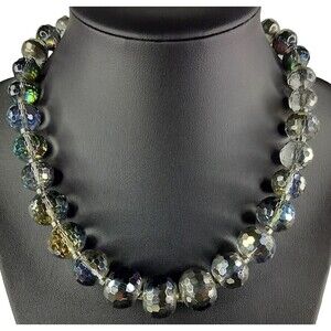 Signed Cookie Lee Necklace Multicolor Crystal Bauble Adjustable Beaded 18"